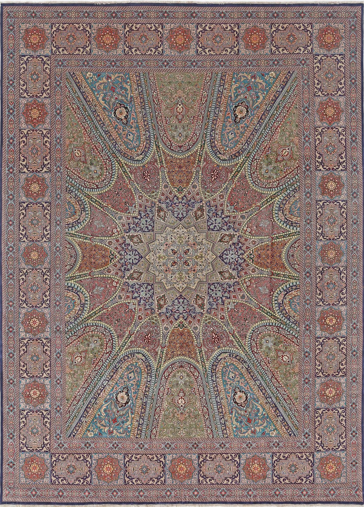 Hand Knotted Masterpiece Persian Tabriz Fine Wool &amp; Silk Rug - 9&#39;8&#39;&#39; x 13&#39;4&#39;&#39; - Arteverk Rugs Area rug