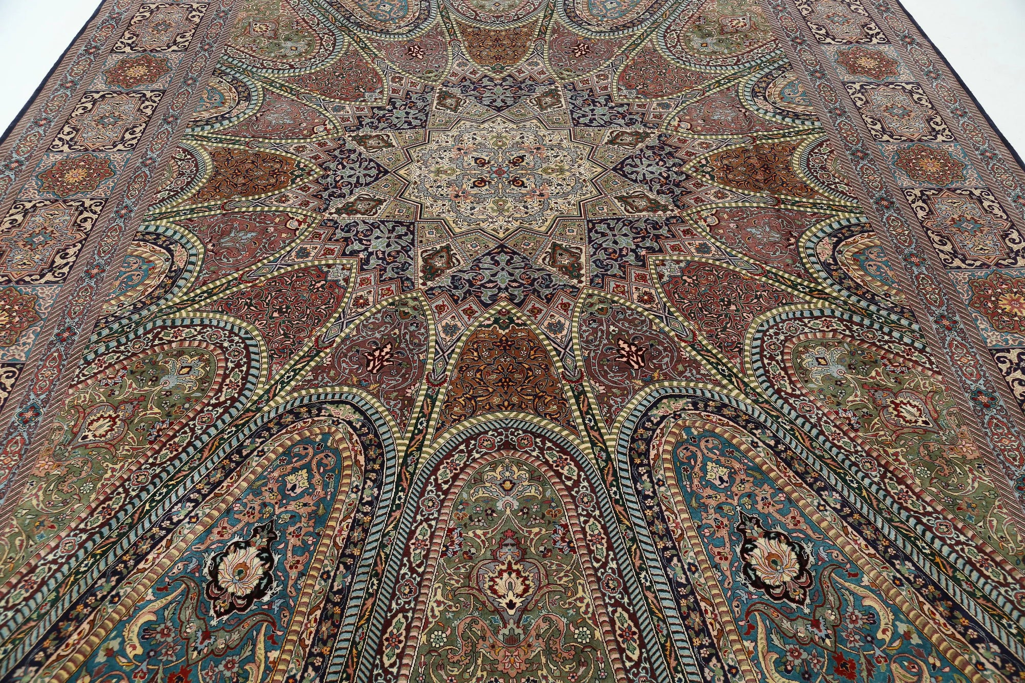 Hand Knotted Masterpiece Persian Tabriz Fine Wool & Silk Rug - 9'8'' x 13'4'' - Arteverk Rugs Area rug