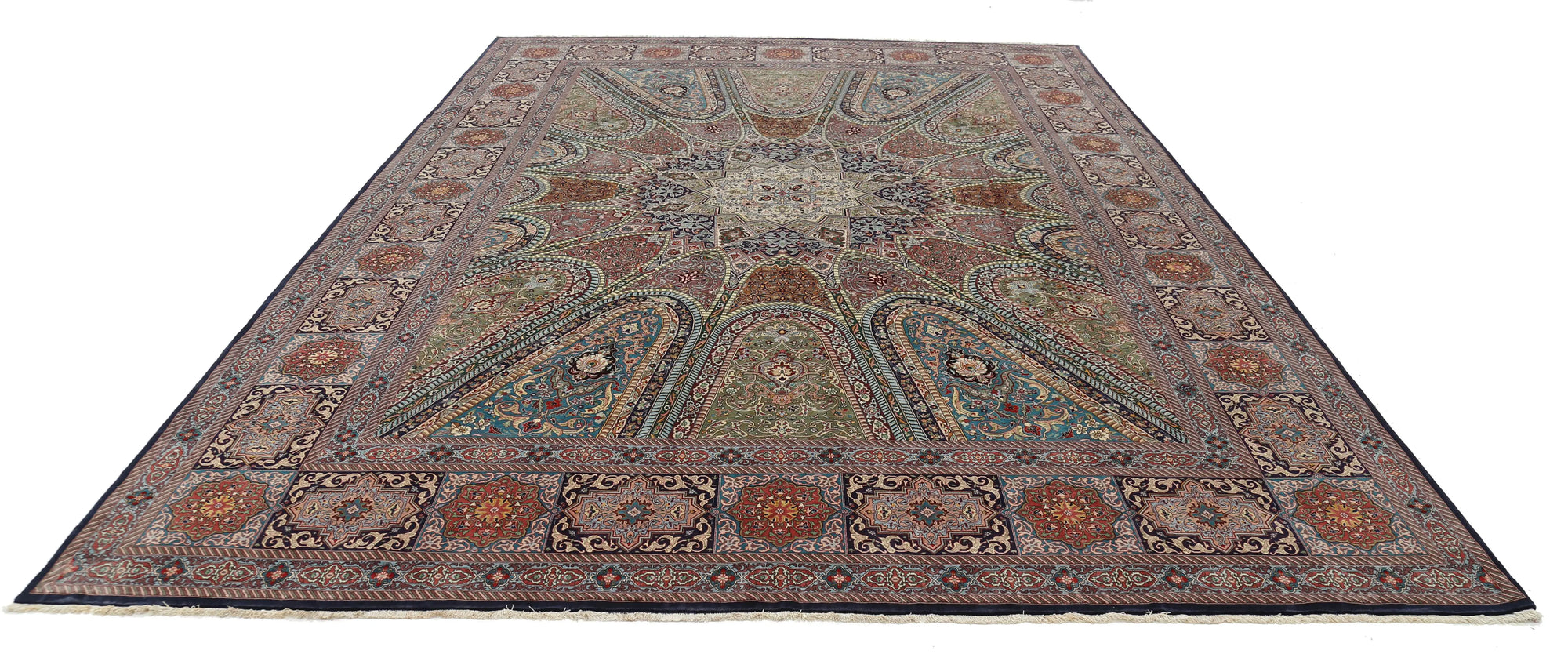 Hand Knotted Masterpiece Persian Tabriz Fine Wool & Silk Rug - 9'8'' x 13'4'' - Arteverk Rugs Area rug