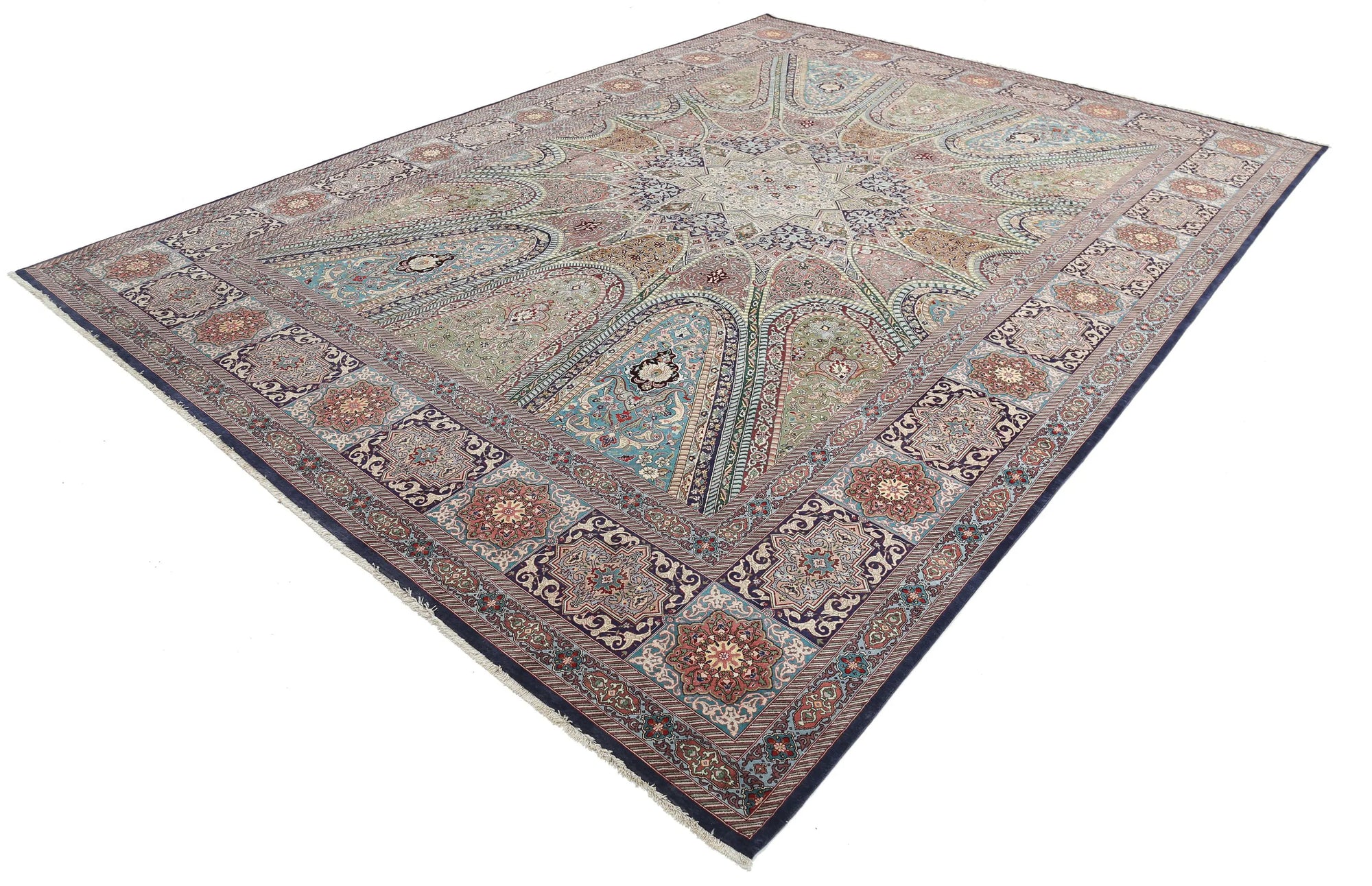 Hand Knotted Masterpiece Persian Tabriz Fine Wool & Silk Rug - 9'8'' x 13'4'' - Arteverk Rugs Area rug