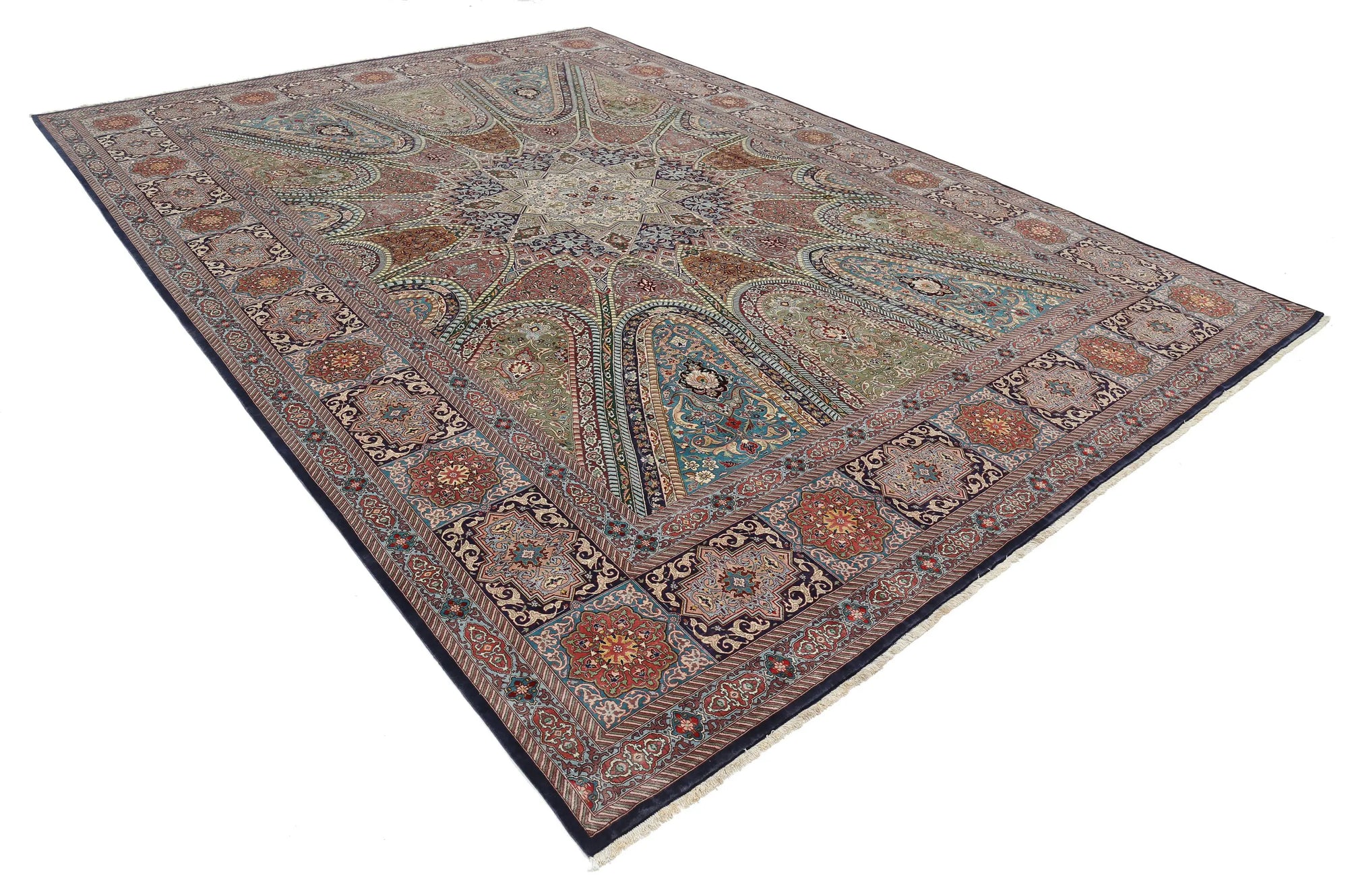 Hand Knotted Masterpiece Persian Tabriz Fine Wool & Silk Rug - 9'8'' x 13'4'' - Arteverk Rugs Area rug