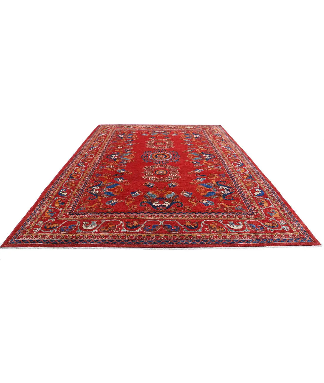 Hand Knotted Nomadic Caucasian Humna Wool Rug - 10'0'' x 14'0'' - Arteverk Rugs Area rug