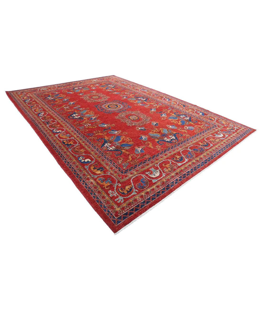 Hand Knotted Nomadic Caucasian Humna Wool Rug - 10'0'' x 14'0'' - Arteverk Rugs Area rug