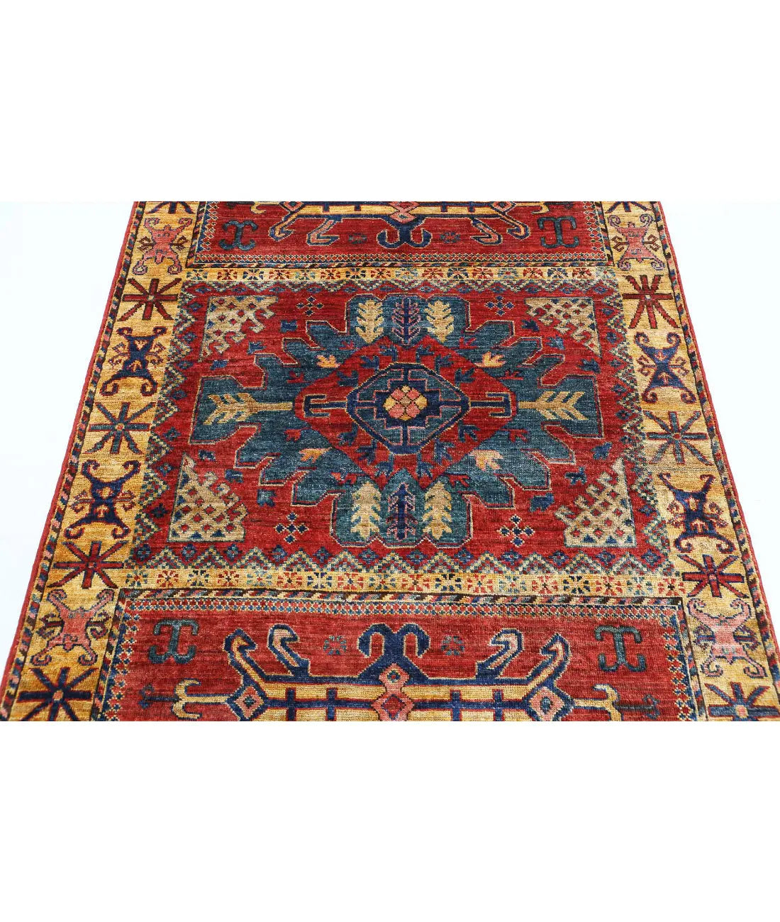 Hand Knotted Nomadic Caucasian Humna Wool Rug - 4'1'' x 6'0'' - Arteverk Rugs Area rug