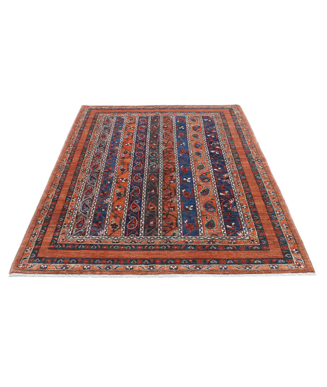 Hand Knotted Nomadic Caucasian Humna Wool Rug - 5'0'' x 6'10'' - Arteverk Rugs Area rug