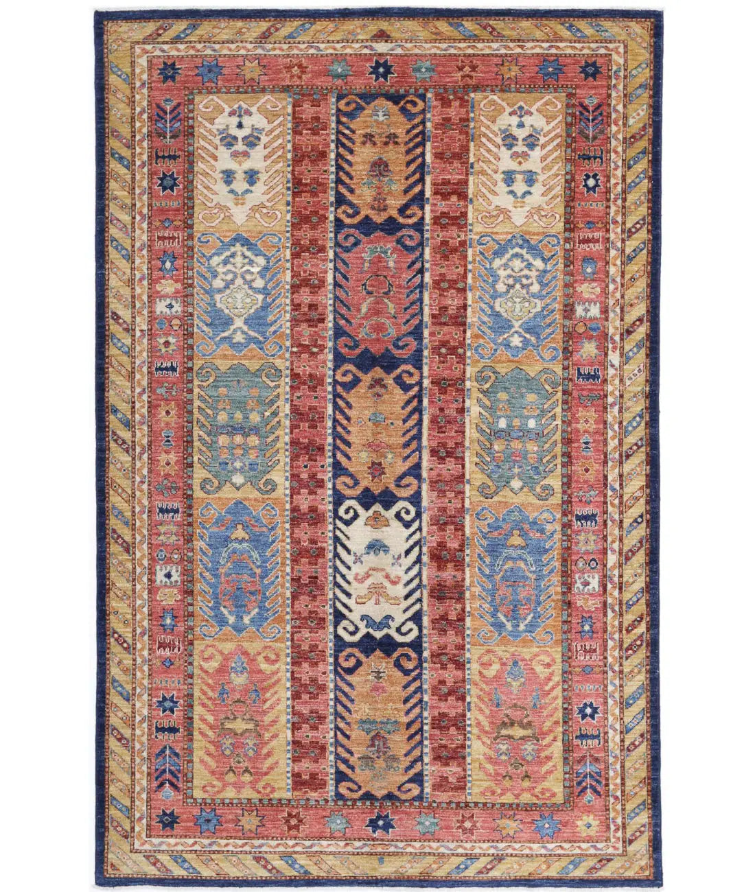 Hand Knotted Nomadic Caucasian Humna Wool Rug - 5'1'' x 8'0'' - Arteverk Rugs Area rug