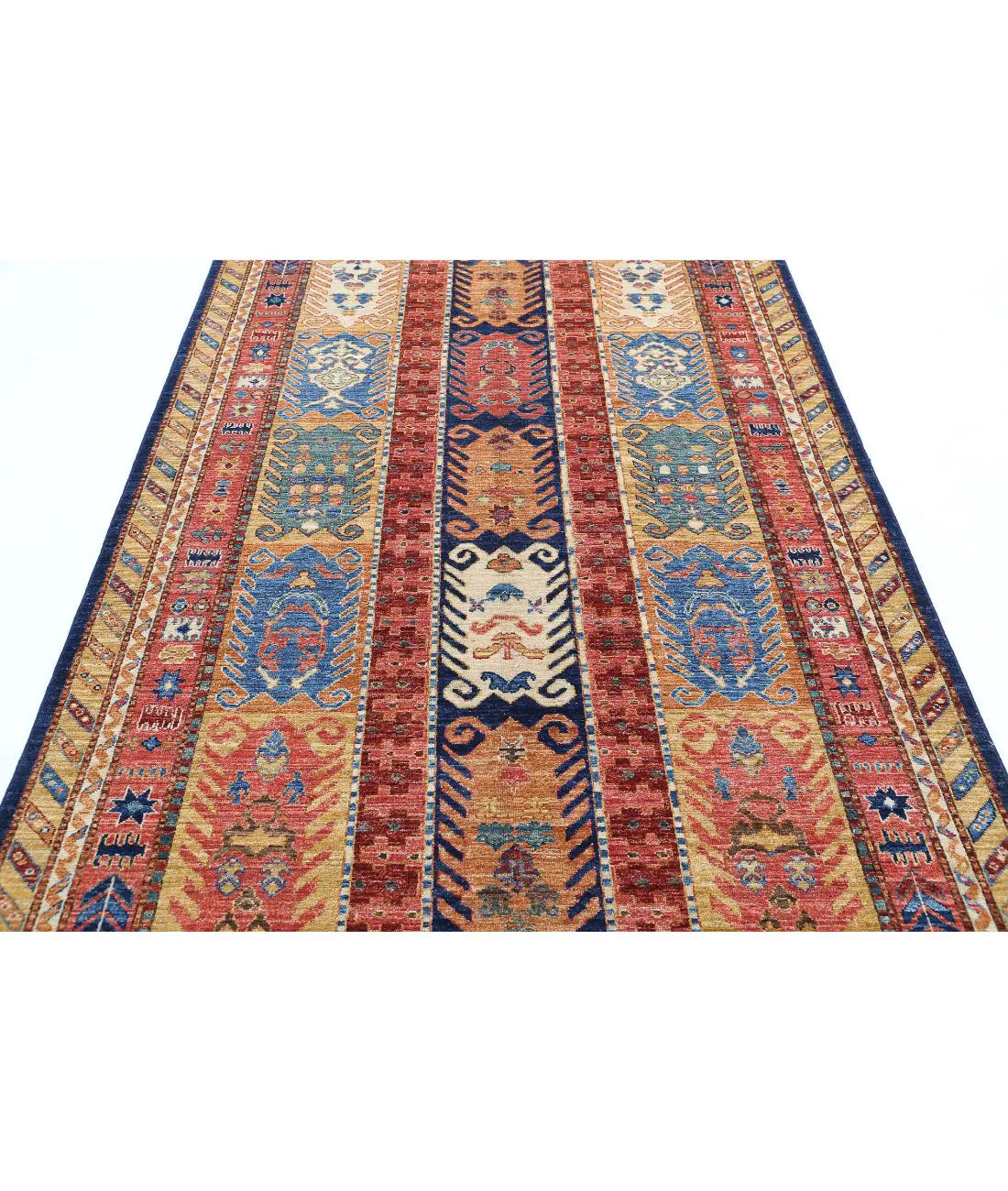 Hand Knotted Nomadic Caucasian Humna Wool Rug - 5'1'' x 8'0'' - Arteverk Rugs Area rug