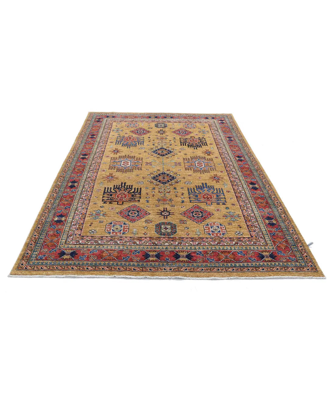 Hand Knotted Nomadic Caucasian Humna Wool Rug - 6'0'' x 8'6'' - Arteverk Rugs Area rug