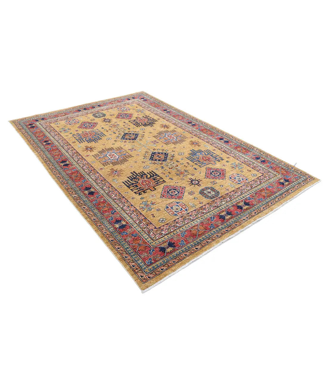 Hand Knotted Nomadic Caucasian Humna Wool Rug - 6'0'' x 8'6'' - Arteverk Rugs Area rug