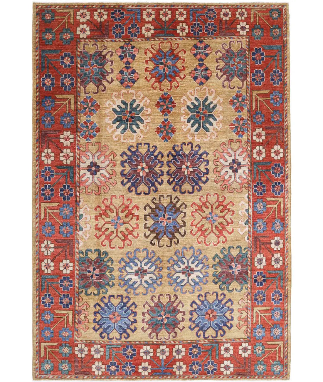 Hand Knotted Nomadic Caucasian Humna Wool Rug - 6&#39;10&#39;&#39; x 10&#39;1&#39;&#39; - Arteverk Rugs Area rug