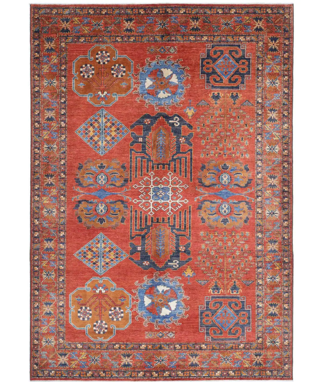 Hand Knotted Nomadic Caucasian Humna Wool Rug - 6&#39;10&#39;&#39; x 10&#39;1&#39;&#39; - Arteverk Rugs Area rug