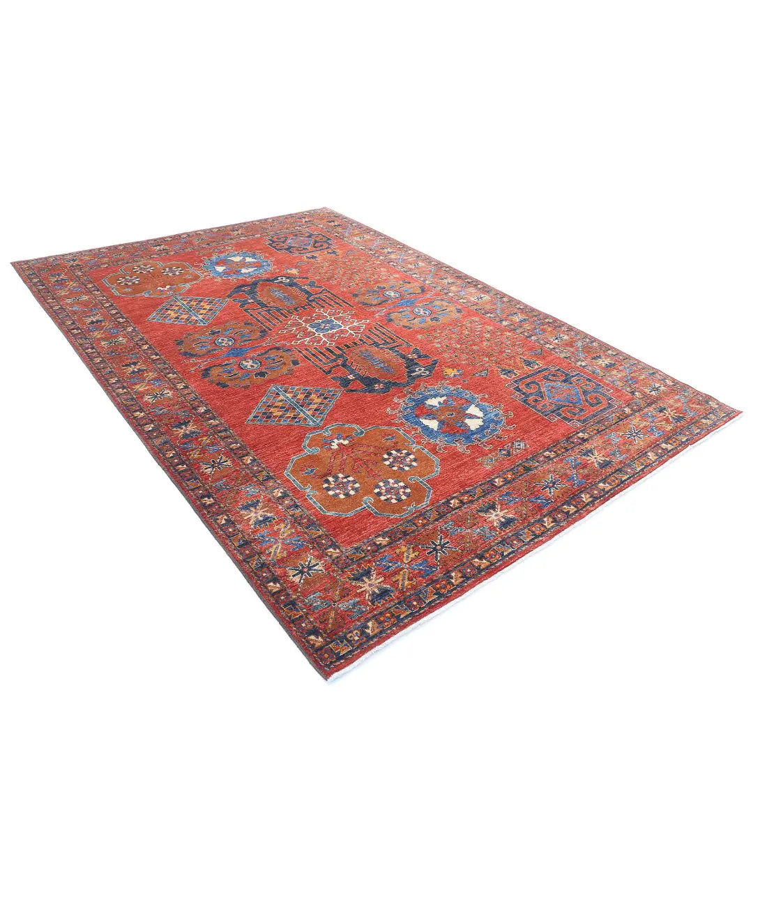 Hand Knotted Nomadic Caucasian Humna Wool Rug - 6'10'' x 10'1'' - Arteverk Rugs Area rug