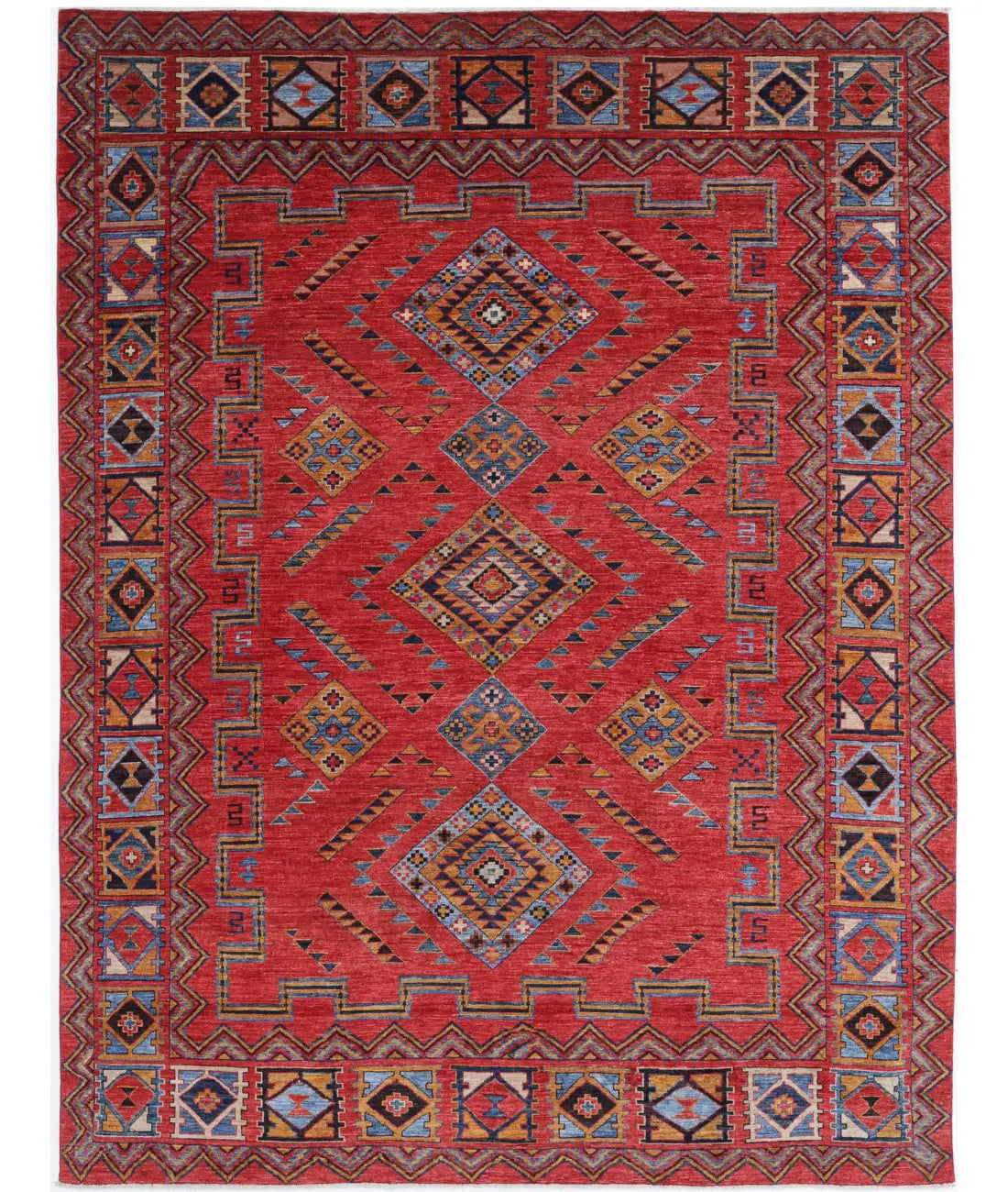 Hand Knotted Nomadic Caucasian Humna Wool Rug - 6'6'' x 8'7'' - Arteverk Rugs Area rug