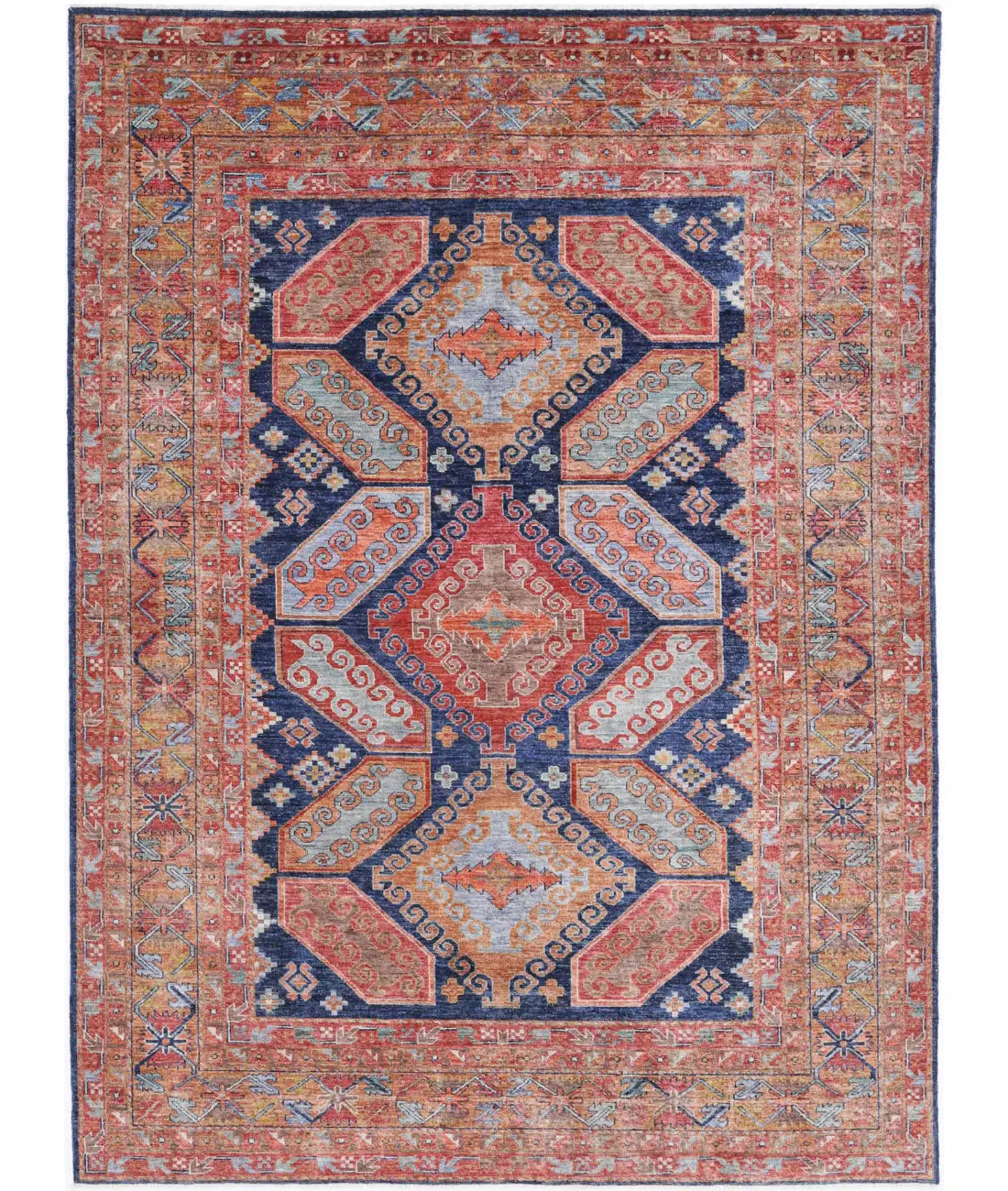 Hand Knotted Nomadic Caucasian Humna Wool Rug - 6&#39;7&#39;&#39; x 9&#39;0&#39;&#39; - Arteverk Rugs Area rug