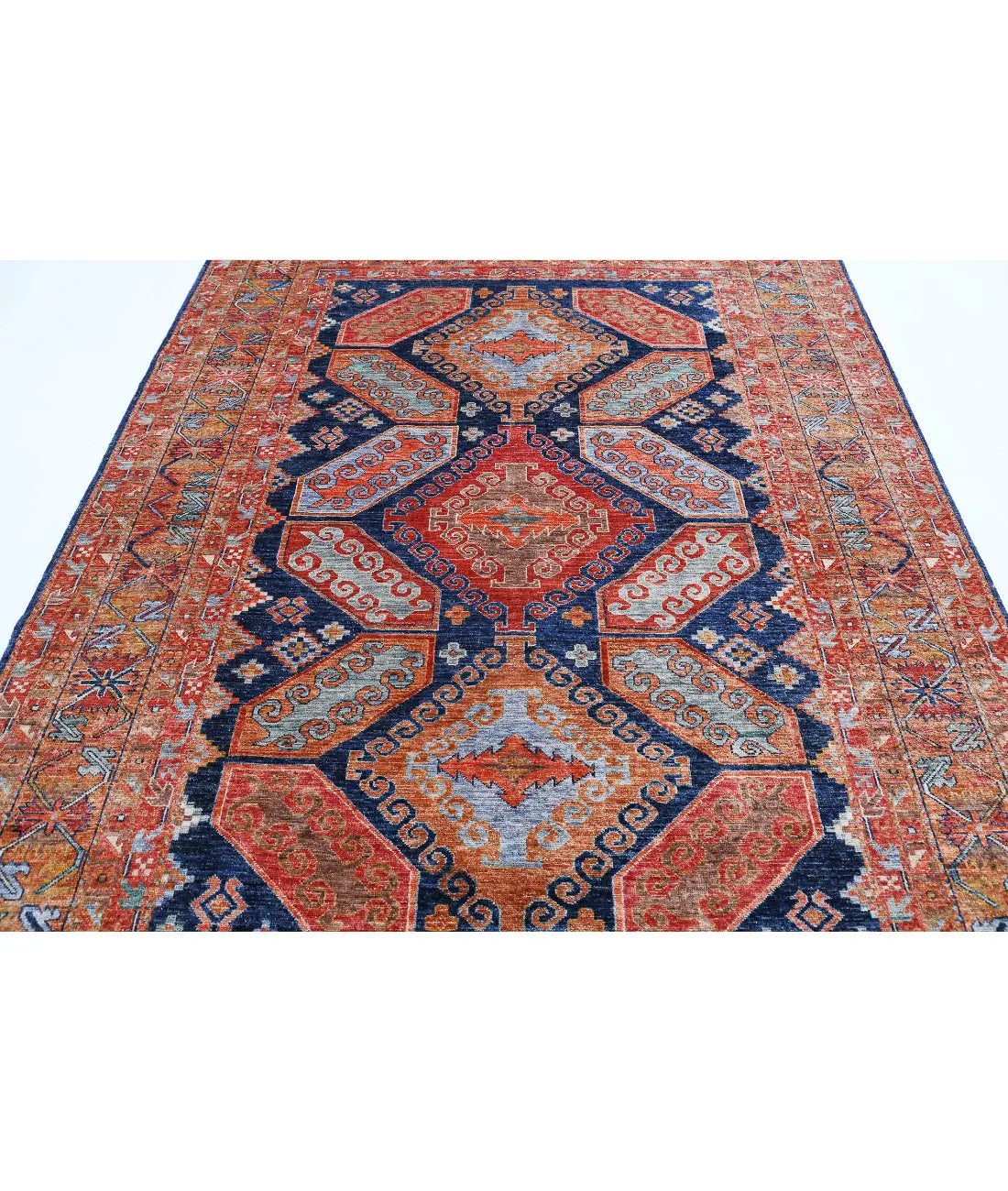 Hand Knotted Nomadic Caucasian Humna Wool Rug - 6'7'' x 9'0'' - Arteverk Rugs Area rug