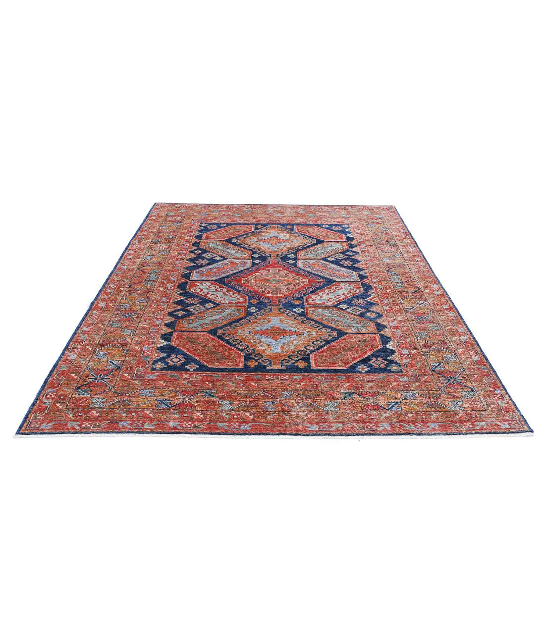 Hand Knotted Nomadic Caucasian Humna Wool Rug - 6'7'' x 9'0'' - Arteverk Rugs Area rug