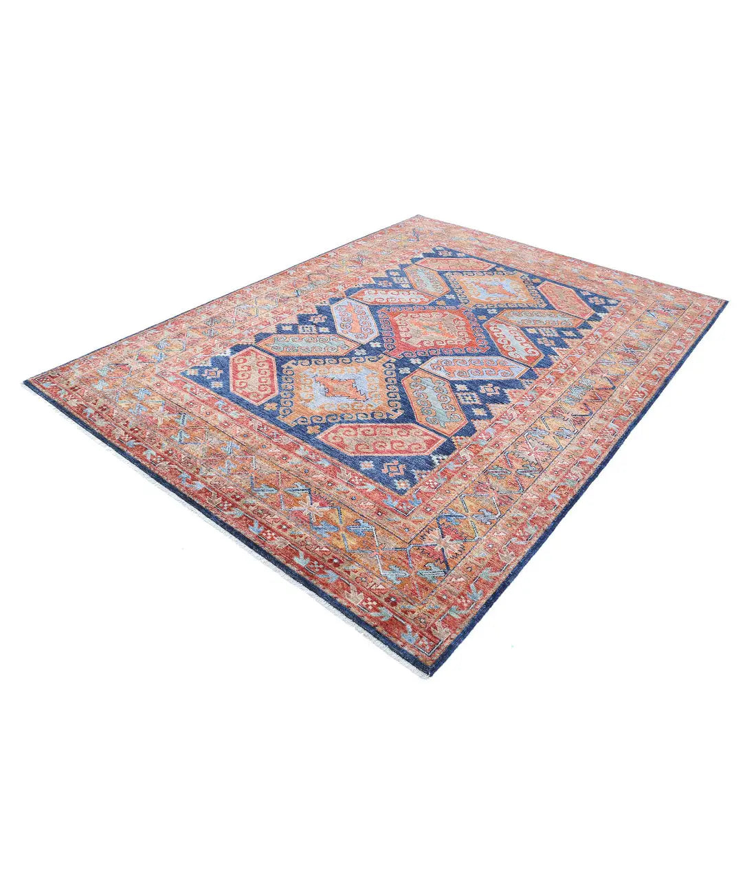 Hand Knotted Nomadic Caucasian Humna Wool Rug - 6'7'' x 9'0'' - Arteverk Rugs Area rug