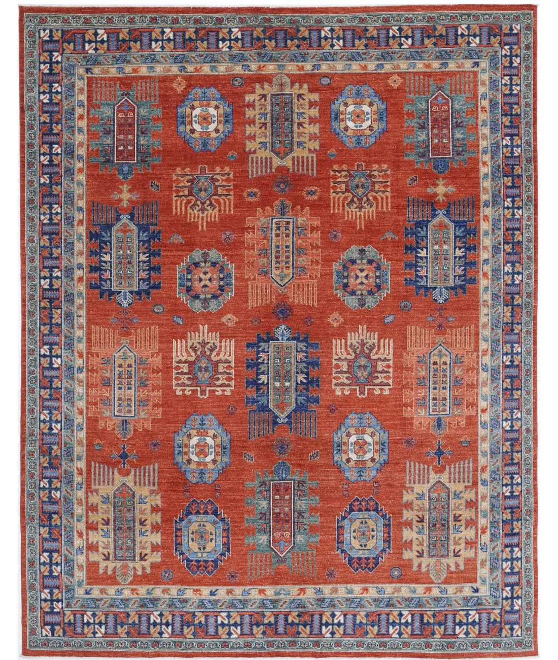 Hand Knotted Nomadic Caucasian Humna Wool Rug - 7&#39;8&#39;&#39; x 9&#39;7&#39;&#39; - Arteverk Rugs Area rug