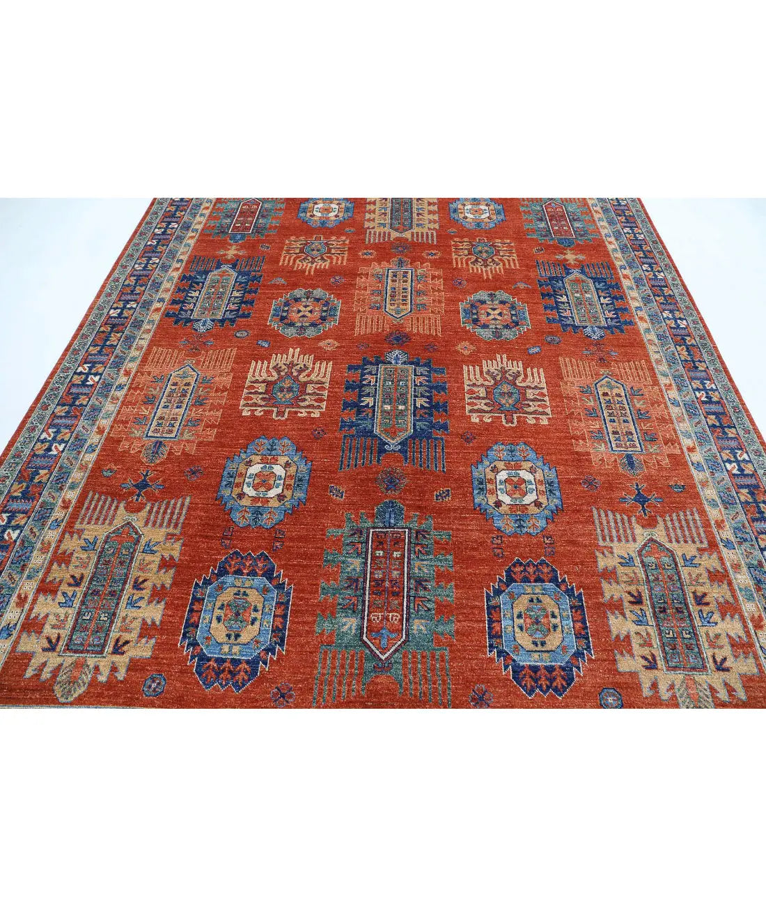 Hand Knotted Nomadic Caucasian Humna Wool Rug - 7'8'' x 9'7'' - Arteverk Rugs Area rug