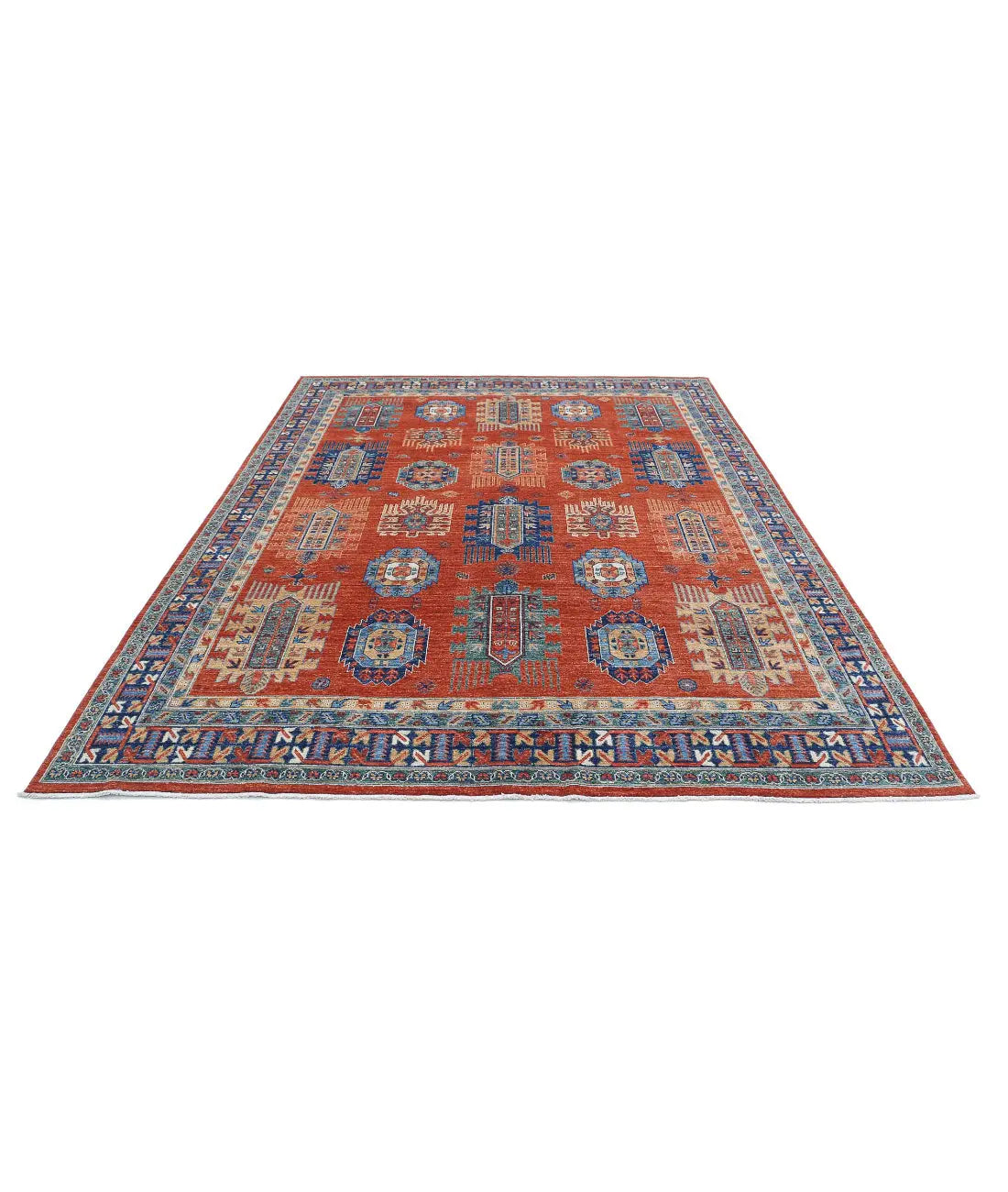 Hand Knotted Nomadic Caucasian Humna Wool Rug - 7'8'' x 9'7'' - Arteverk Rugs Area rug