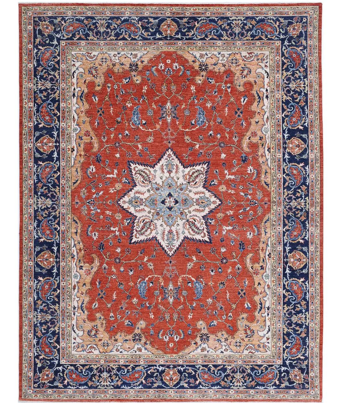 Hand Knotted Nomadic Caucasian Humna Wool Rug - 8'11'' x 11'8''