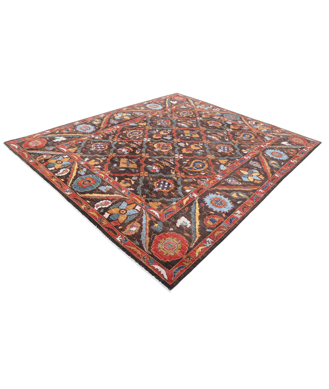 Hand Knotted Nomadic Caucasian Humna Wool Rug - 8'1'' x 9'8'' - Arteverk Rugs Area rug