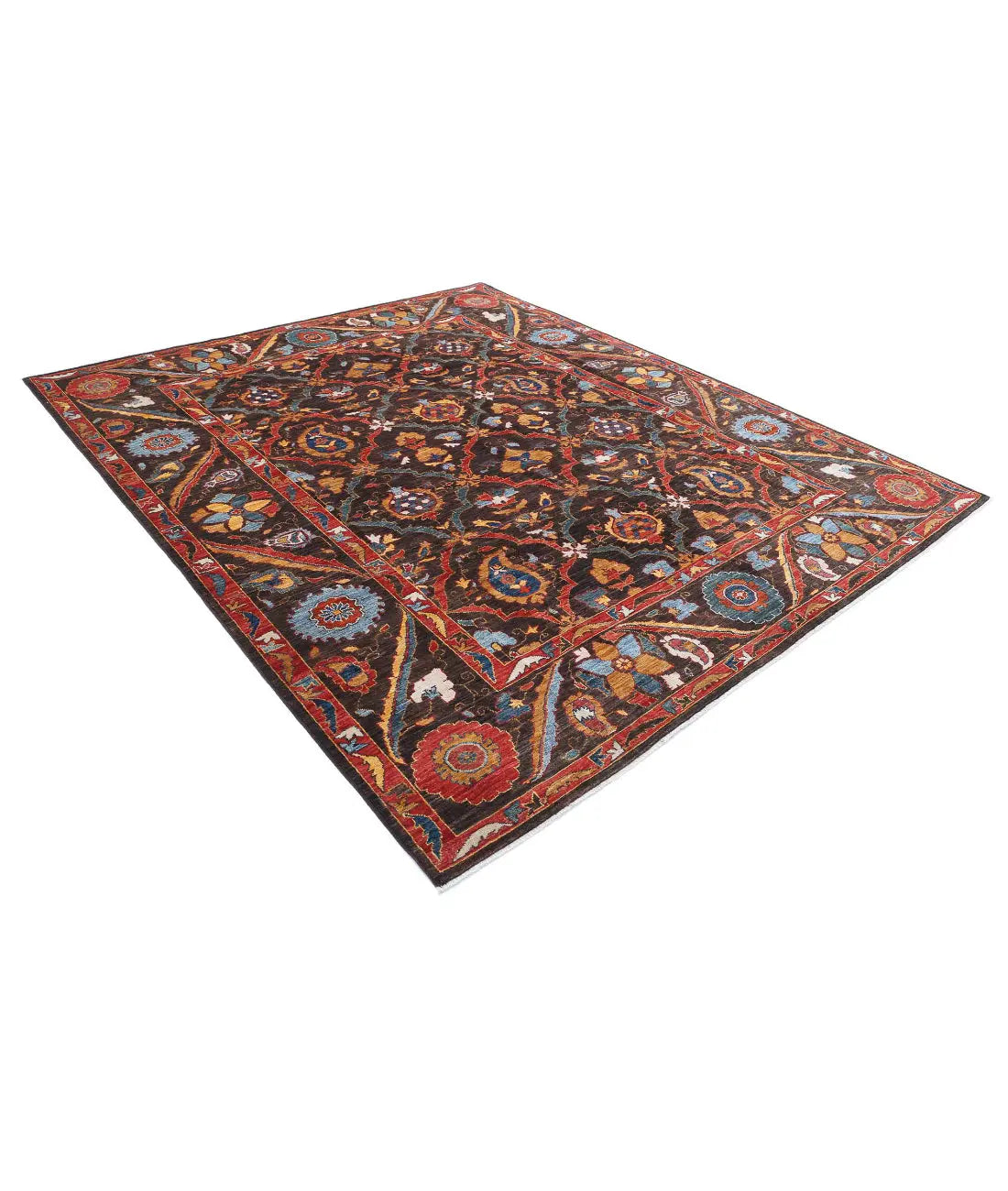 Hand Knotted Nomadic Caucasian Humna Wool Rug - 8'1'' x 9'8'' - Arteverk Rugs Area rug