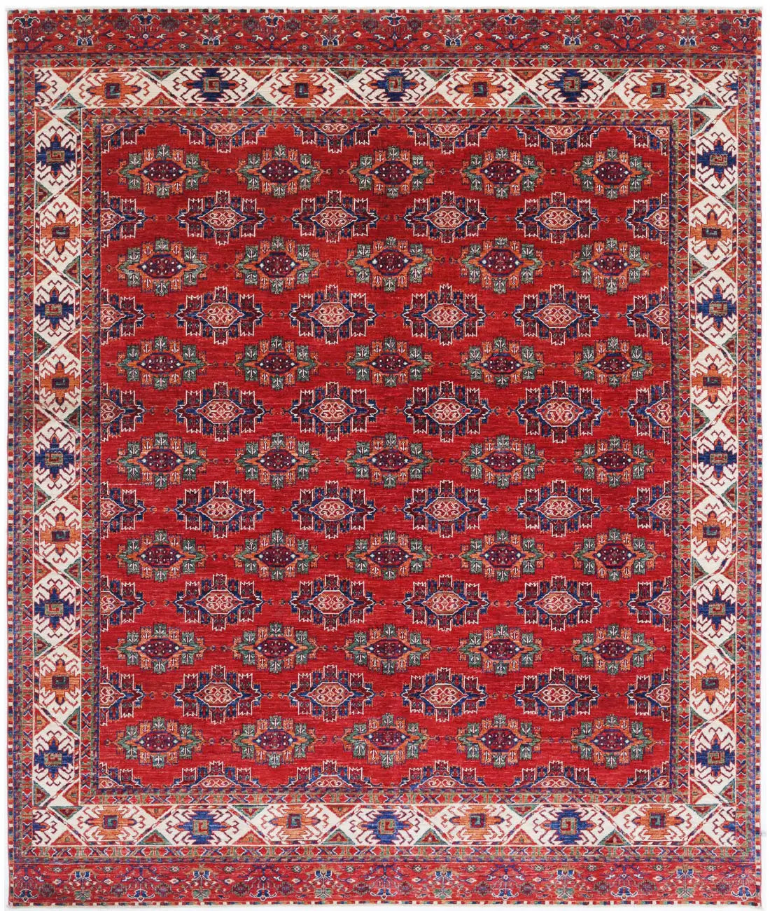 Hand Knotted Nomadic Caucasian Humna Wool Rug - 8&#39;1&#39;&#39; x 9&#39;9&#39;&#39; - Arteverk Rugs Area rug