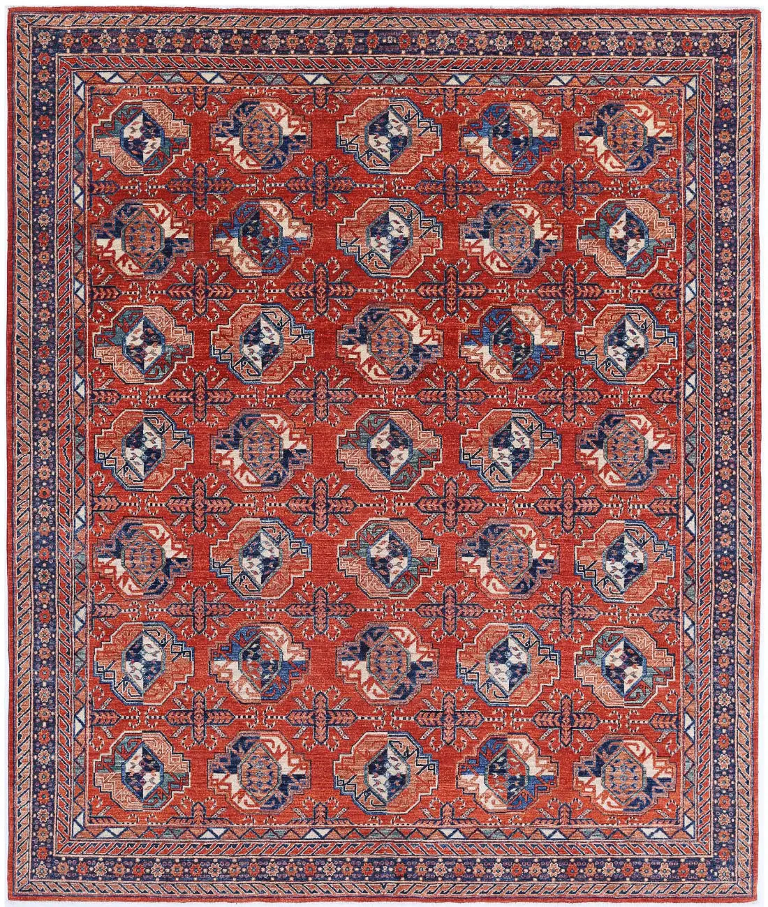 Hand Knotted Nomadic Caucasian Humna Wool Rug - 8'2'' x 9'9''