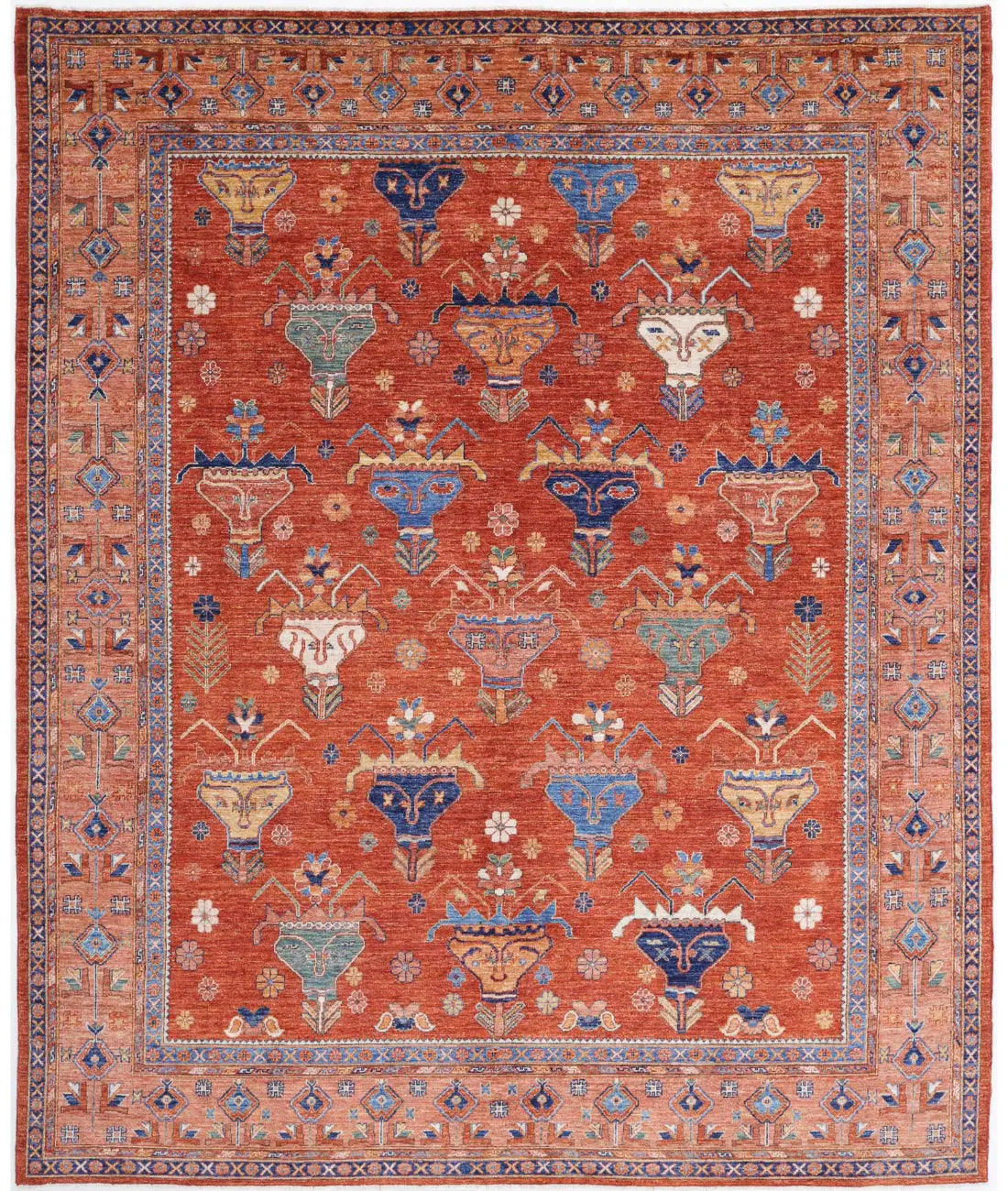 Hand Knotted Nomadic Caucasian Humna Wool Rug - 8&#39;4&#39;&#39; x 10&#39;0&#39;&#39; - Arteverk Rugs Area rug