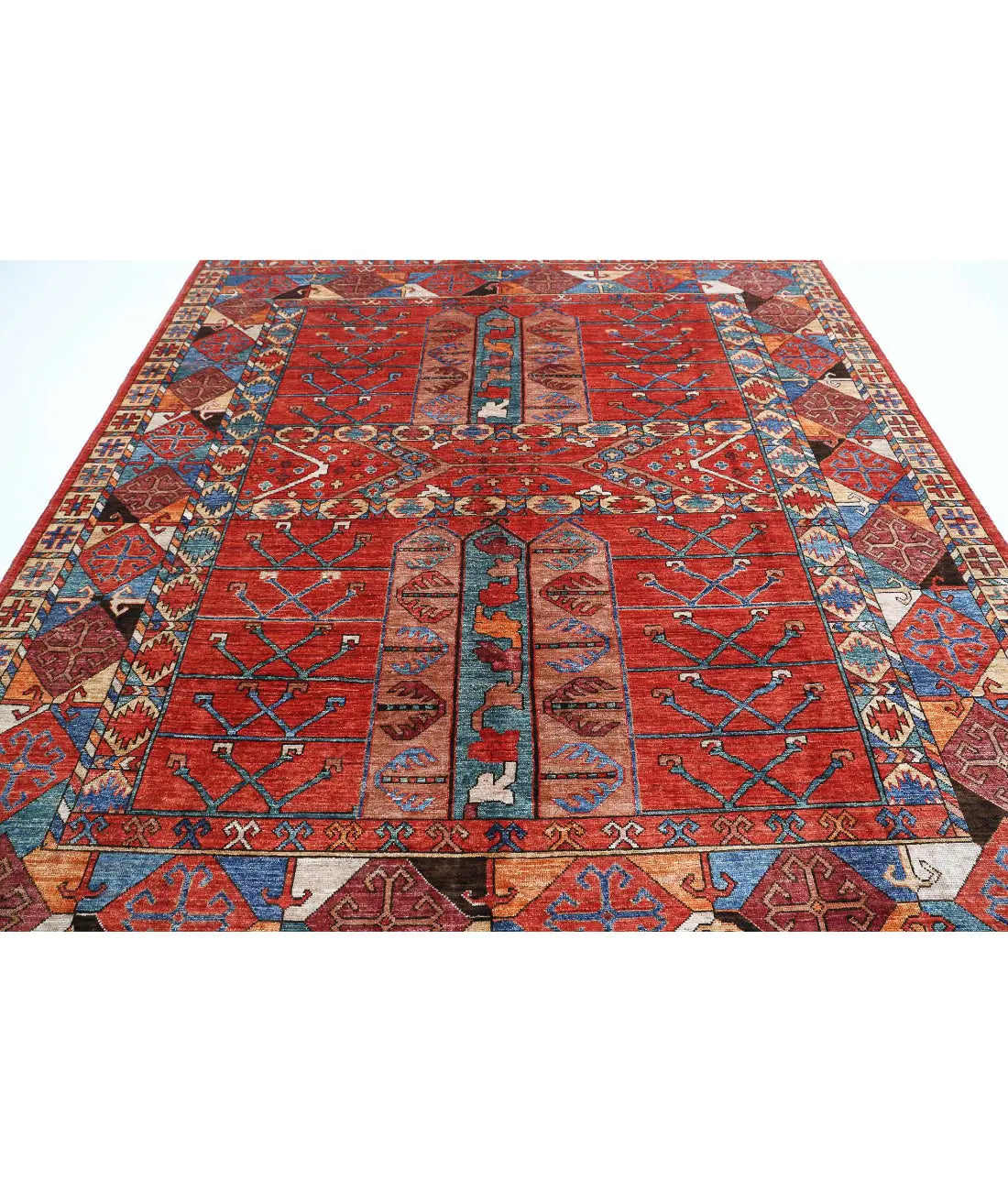 Hand Knotted Nomadic Caucasian Humna Wool Rug - 8'5'' x 9'10'' - Arteverk Rugs Area rug