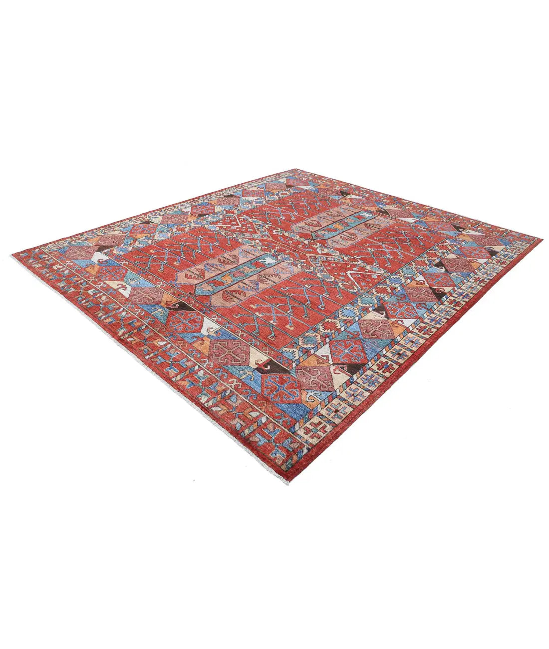 Hand Knotted Nomadic Caucasian Humna Wool Rug - 8'5'' x 9'10'' - Arteverk Rugs Area rug