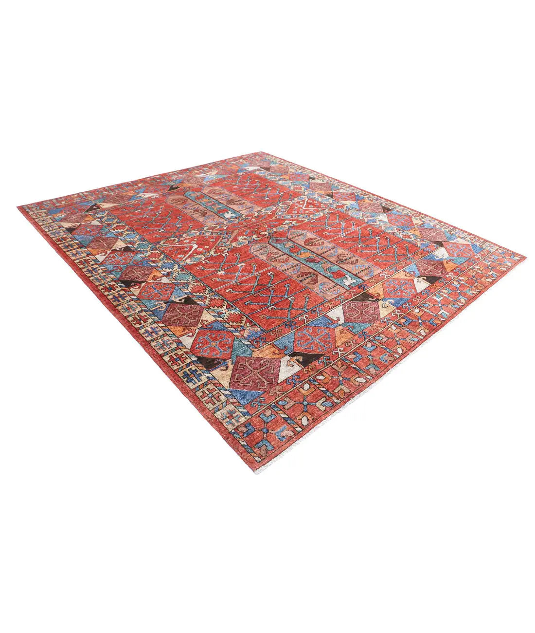 Hand Knotted Nomadic Caucasian Humna Wool Rug - 8'5'' x 9'10'' - Arteverk Rugs Area rug