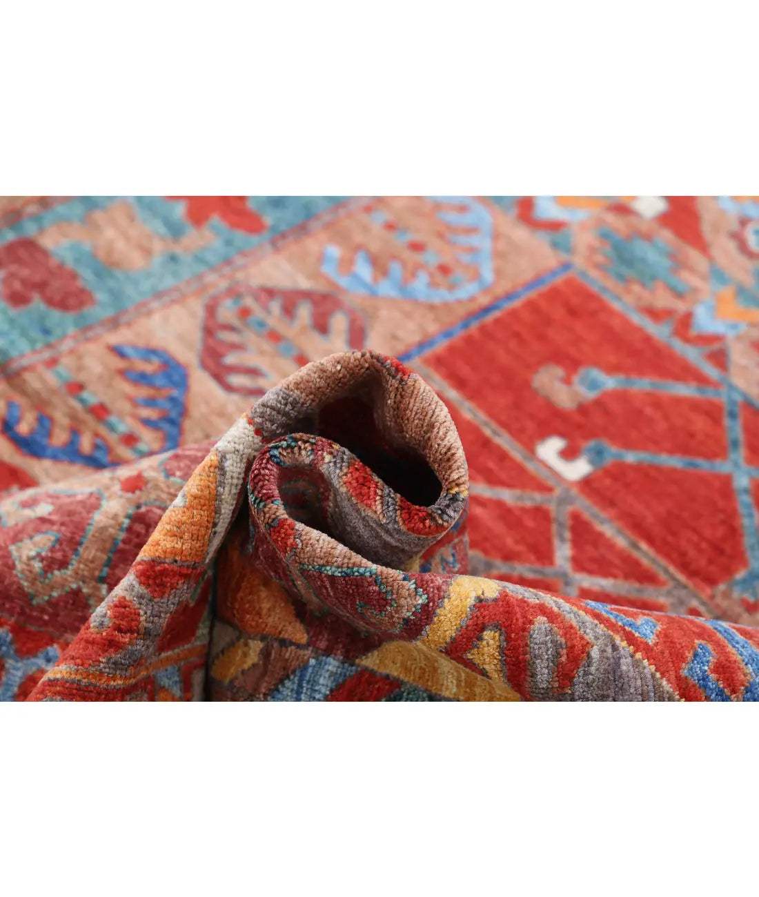 Hand Knotted Nomadic Caucasian Humna Wool Rug - 9'1'' x 10'10'' - Arteverk Rugs Area rug