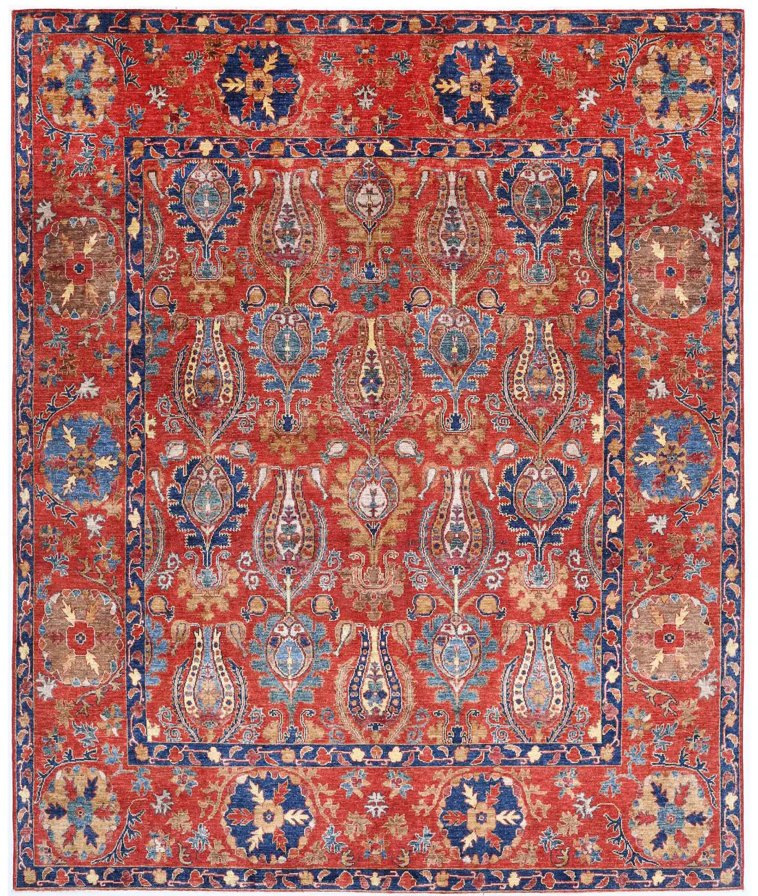 Hand Knotted Nomadic Caucasian Humna Wool Rug - 9'3'' x 11'3'' - Arteverk Rugs Area rug