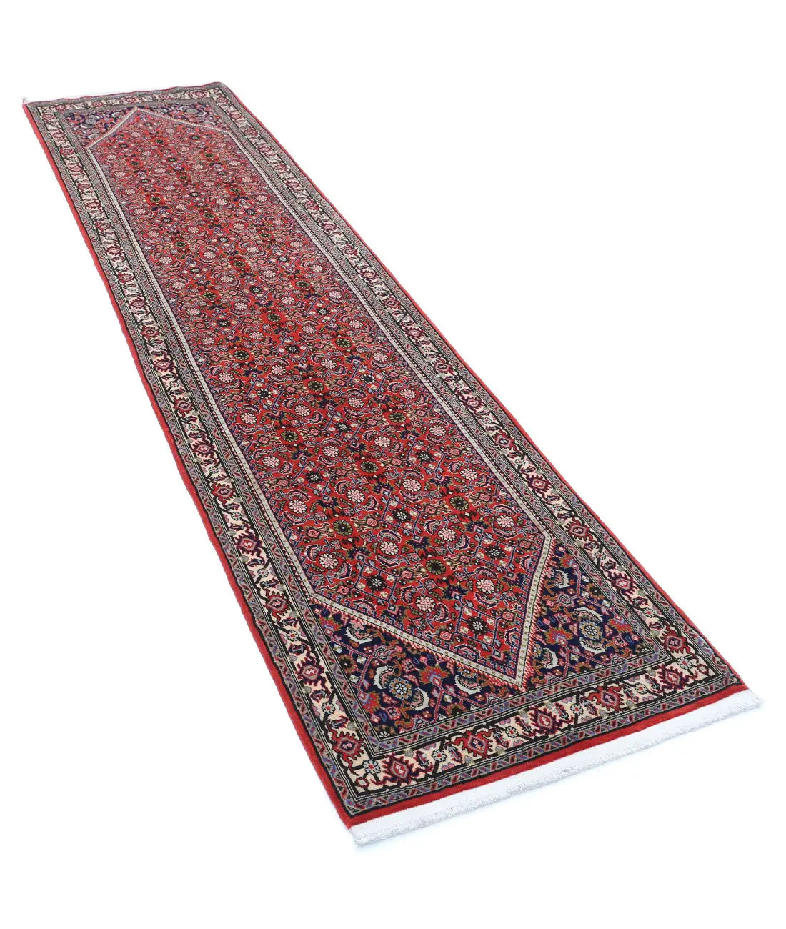 Hand Knotted Oriental Bijar Wool Rug - 2'5'' x 9'7''