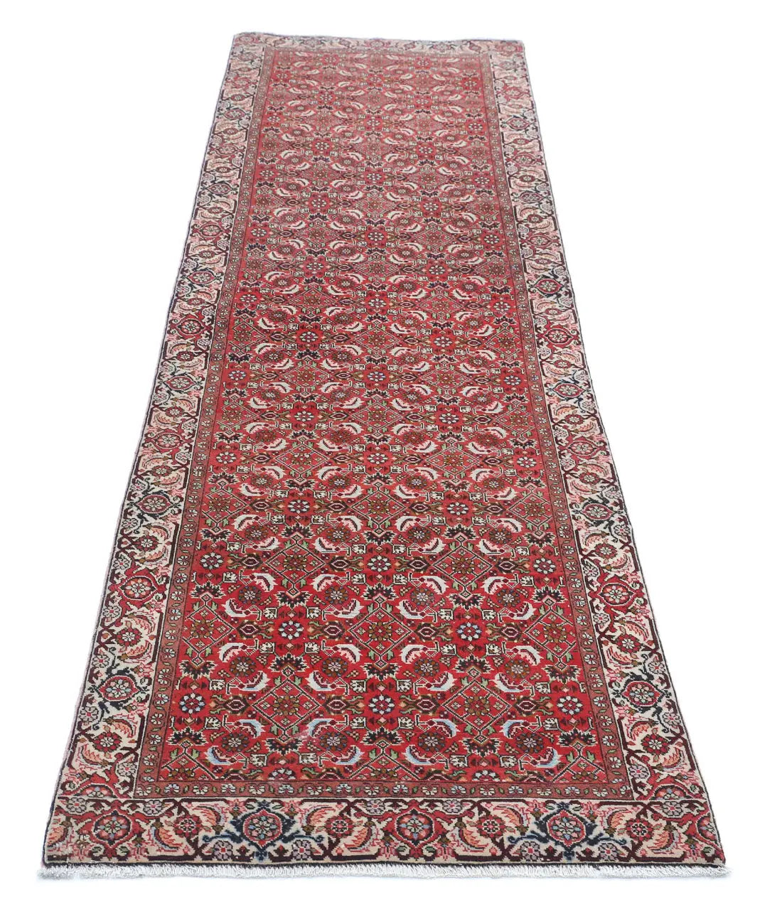 Hand Knotted Oriental Bijar Wool Rug - 2'6'' x 9'2''