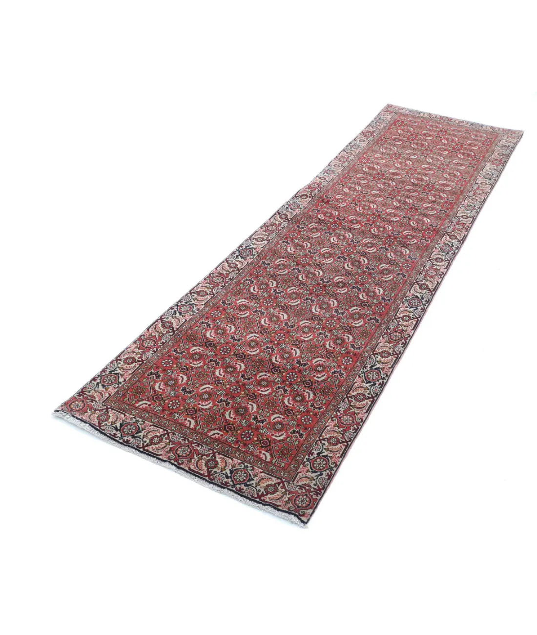 Hand Knotted Oriental Bijar Wool Rug - 2'6'' x 9'2''