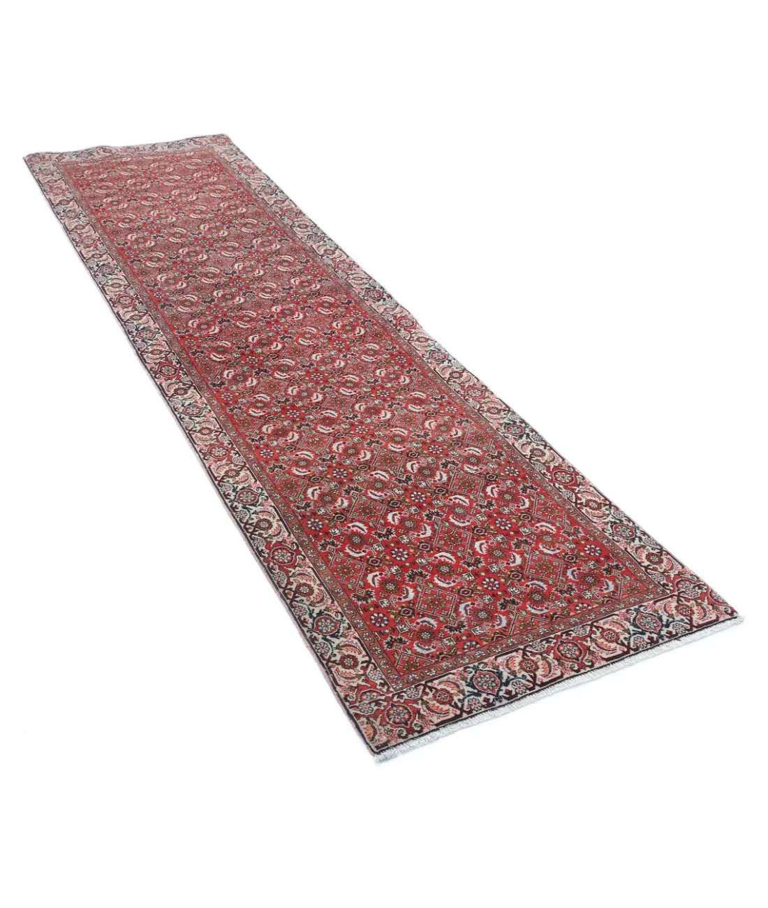 Hand Knotted Oriental Bijar Wool Rug - 2'6'' x 9'2''