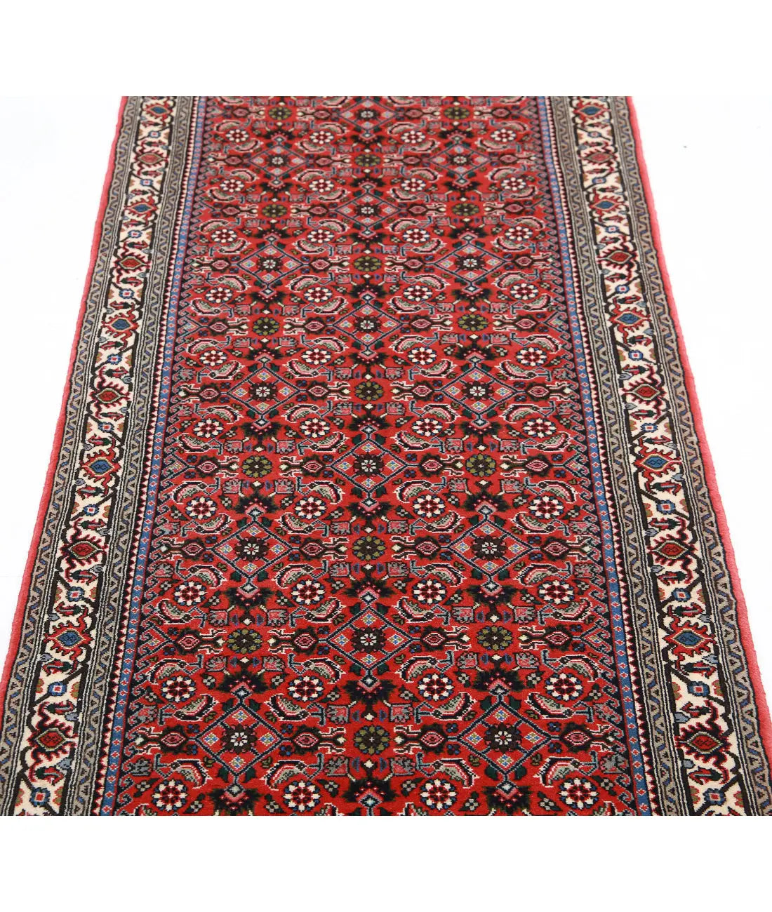 Hand Knotted Oriental Bijar Wool Rug - 2'6'' x 9'5''