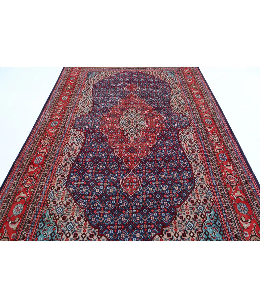 Hand Knotted Oriental Bijar Wool Rug - 6'7'' x 10'7''