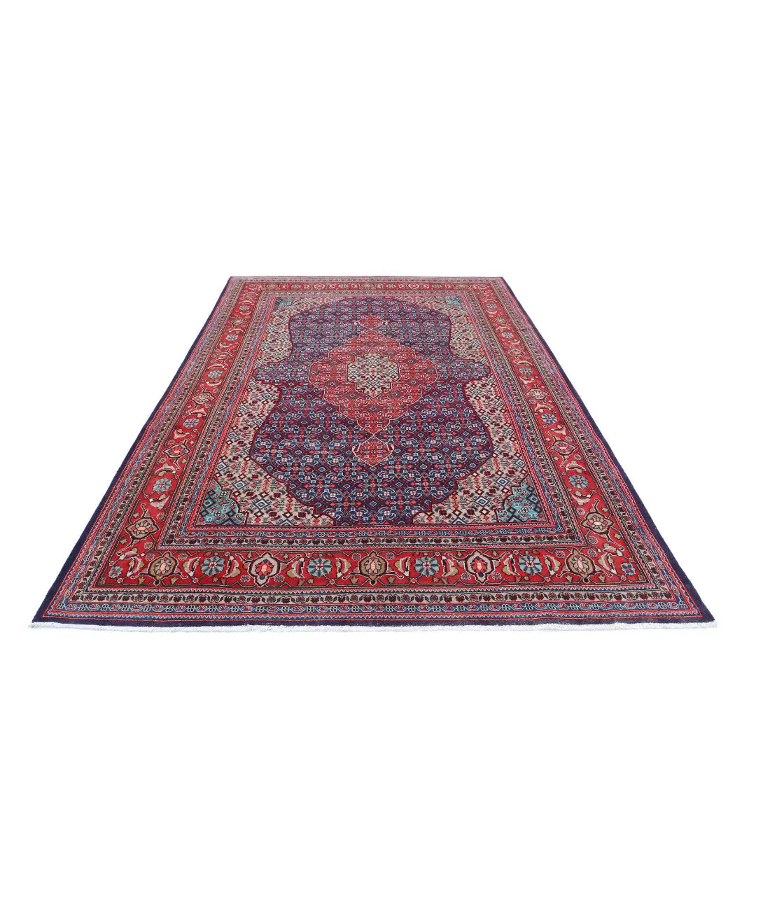 Hand Knotted Oriental Bijar Wool Rug - 6'7'' x 10'7''