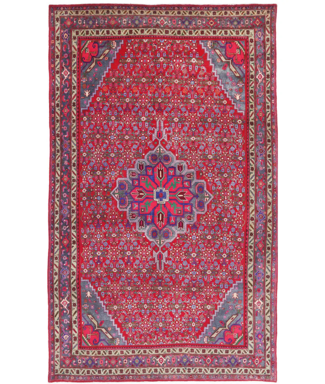 Hand Knotted Oriental Bijar Wool Rug - 6&#39;9&#39;&#39; x 11&#39;6&#39;&#39;