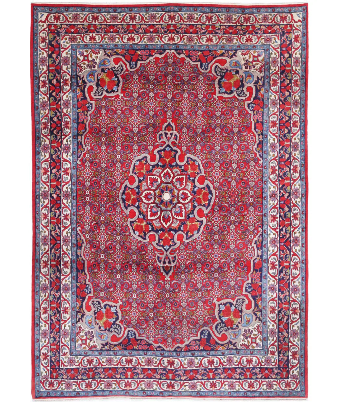 Hand Knotted Oriental Bijar Wool Rug - 6&#39;9&#39;&#39; x 9&#39;8&#39;&#39;