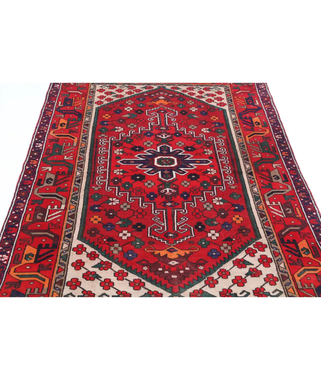 Hand Knotted Oriental Hamadan Wool Rug - 4'0'' x 6'0''