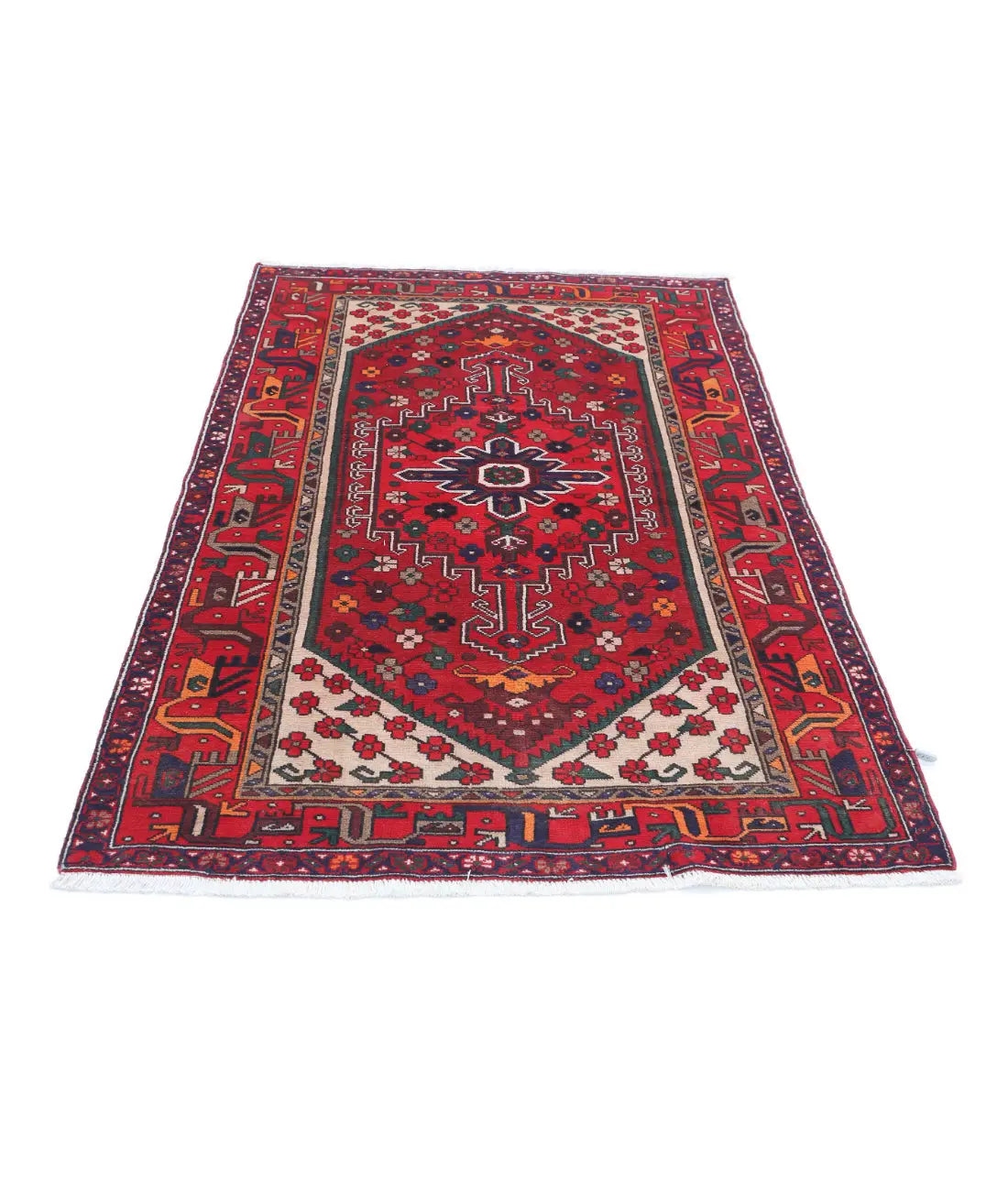 Hand Knotted Oriental Hamadan Wool Rug - 4'0'' x 6'0''