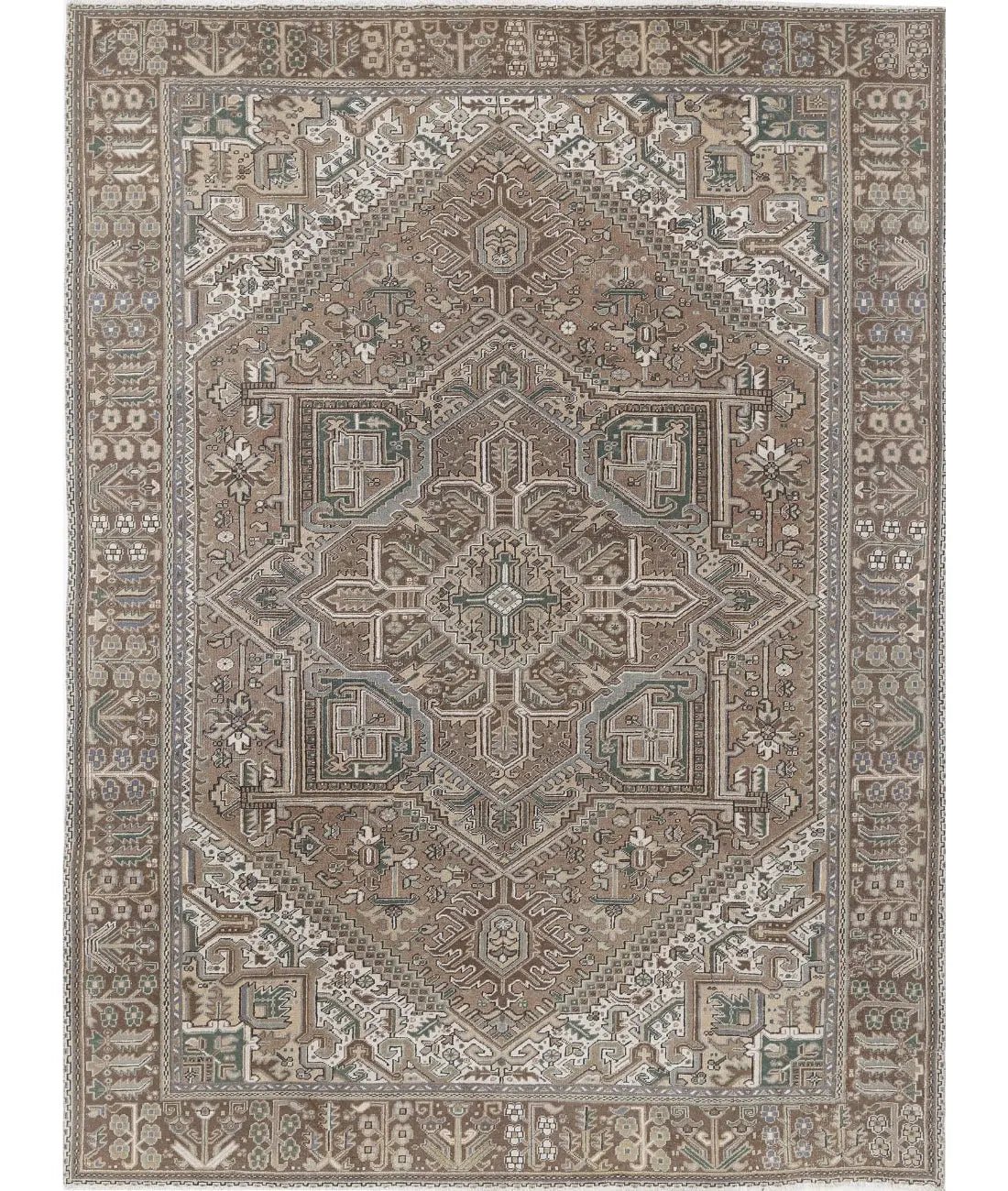 Hand Knotted Persian Heriz Wool Rug - 7&#39;11&#39;&#39; x 10&#39;8&#39;&#39; - Arteverk Rugs Area rug