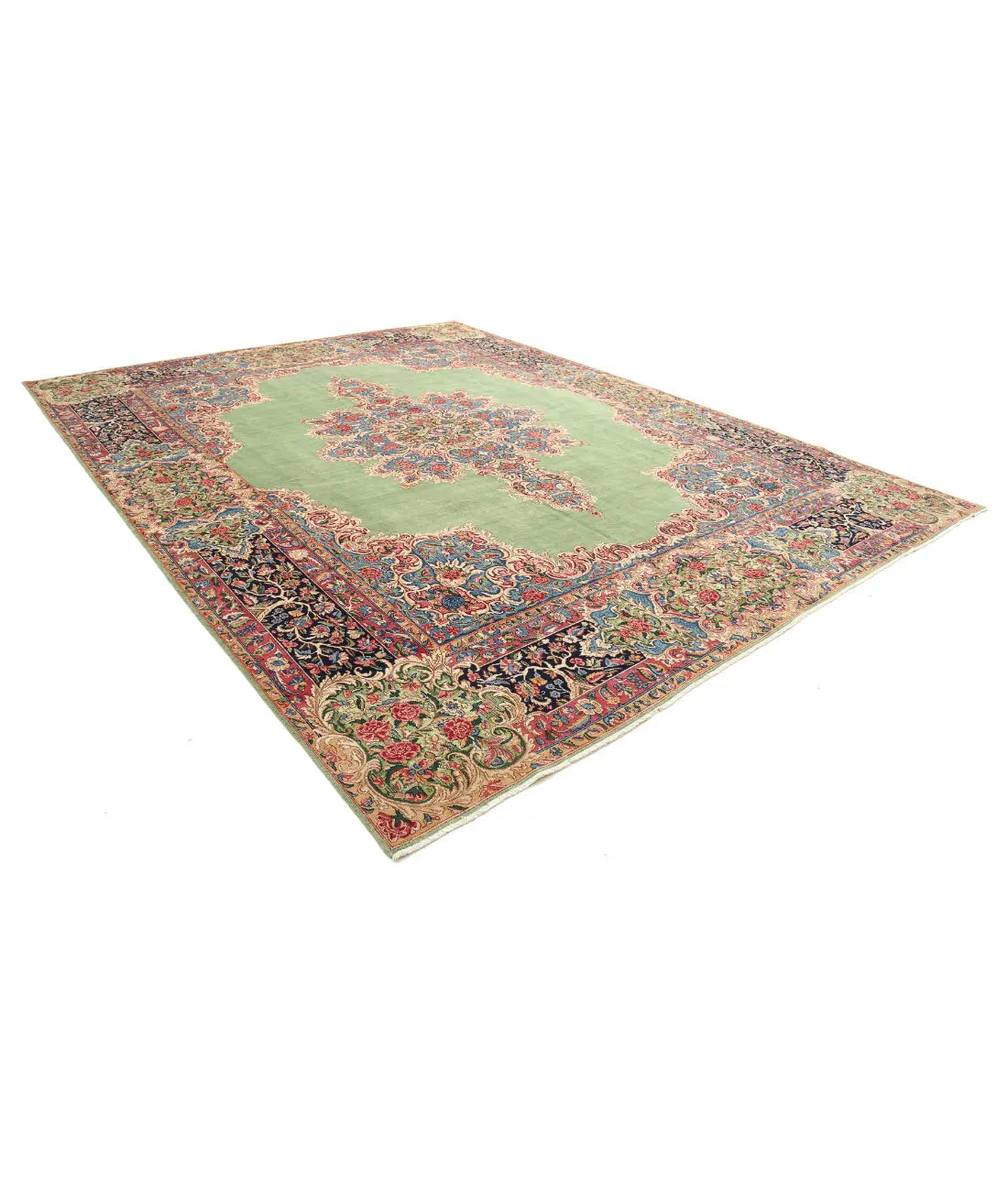 Hand Knotted Persian Kerman Wool Rug - 11'2'' x 14'5'' - Arteverk Rugs Area rug