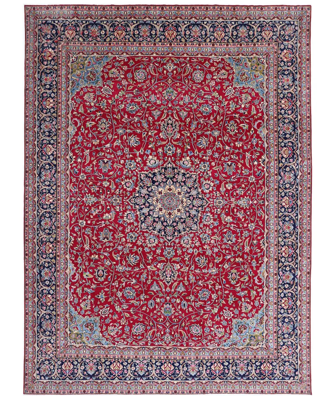 Hand Knotted Oriental Kerman Wool Rug - 9&#39;10&#39;&#39; x 13&#39;8&#39;&#39;