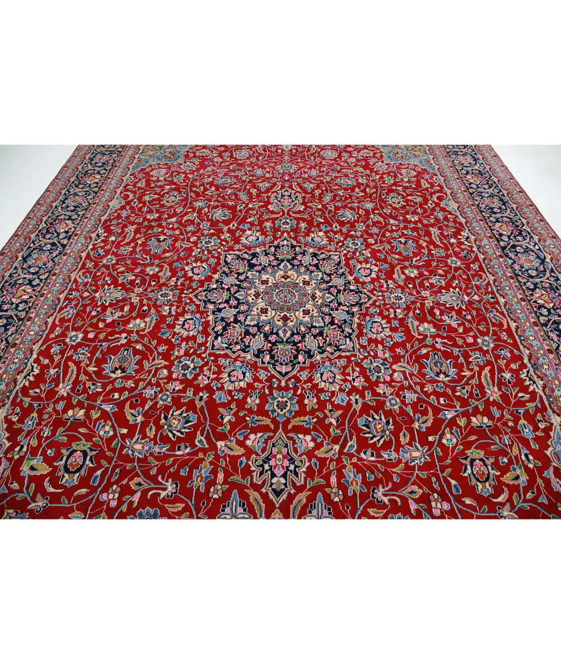 Hand Knotted Oriental Kerman Wool Rug - 9'10'' x 13'8''